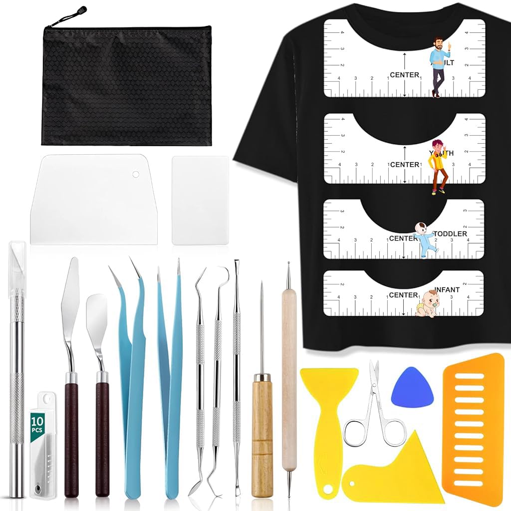 HASTHIP Utility Tool Pack Versatile DIY Tool Kit Set of 33Pcs DIY Heat Transfer Printing Tool Bag T-Shirt Collar Ruler Guides Home Utility Tool Pack for Art, DIY Crafting, Gardening HASTHIP Utility Tool Pack Versatile DIY Tool Kit Set of 33Pcs DIY Heat Transfer Printing Tool Bag T-Shirt Collar Ruler Guides Home Utility Tool Pack for Art, DIY Crafting, Gardening